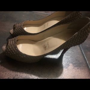 Louis Boutin Taupe/Brown Water Snake Pumps
